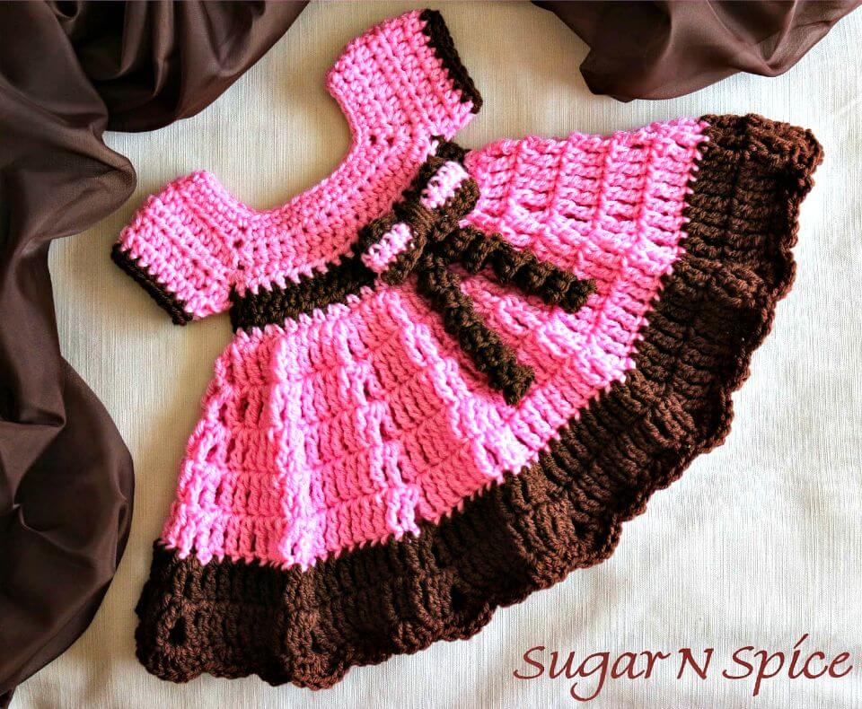 Crochet Sugar N Spice Dress with Curly Bow- Free Pattern
