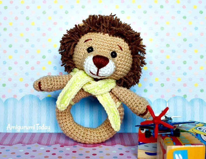 Awesome Crochet Lion Baby Rattle Pattern
