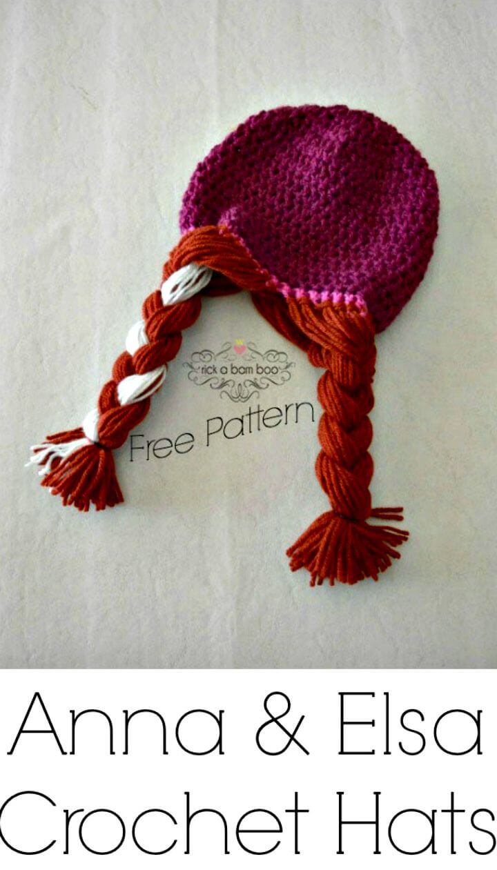 Crochet Anna and Elsa Hats - Free Pattern