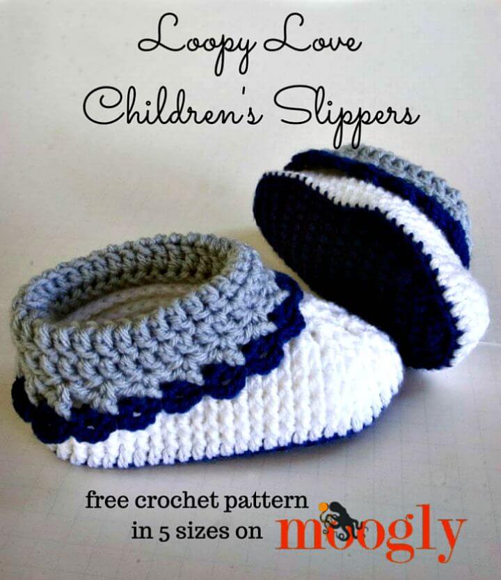 Crochet Loopy Love Children’s Slippers 