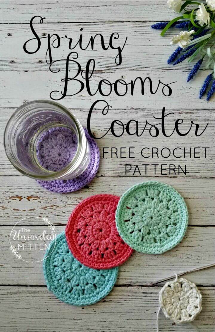 Free Crochet Spring Blooms Circle Coaster Pattern