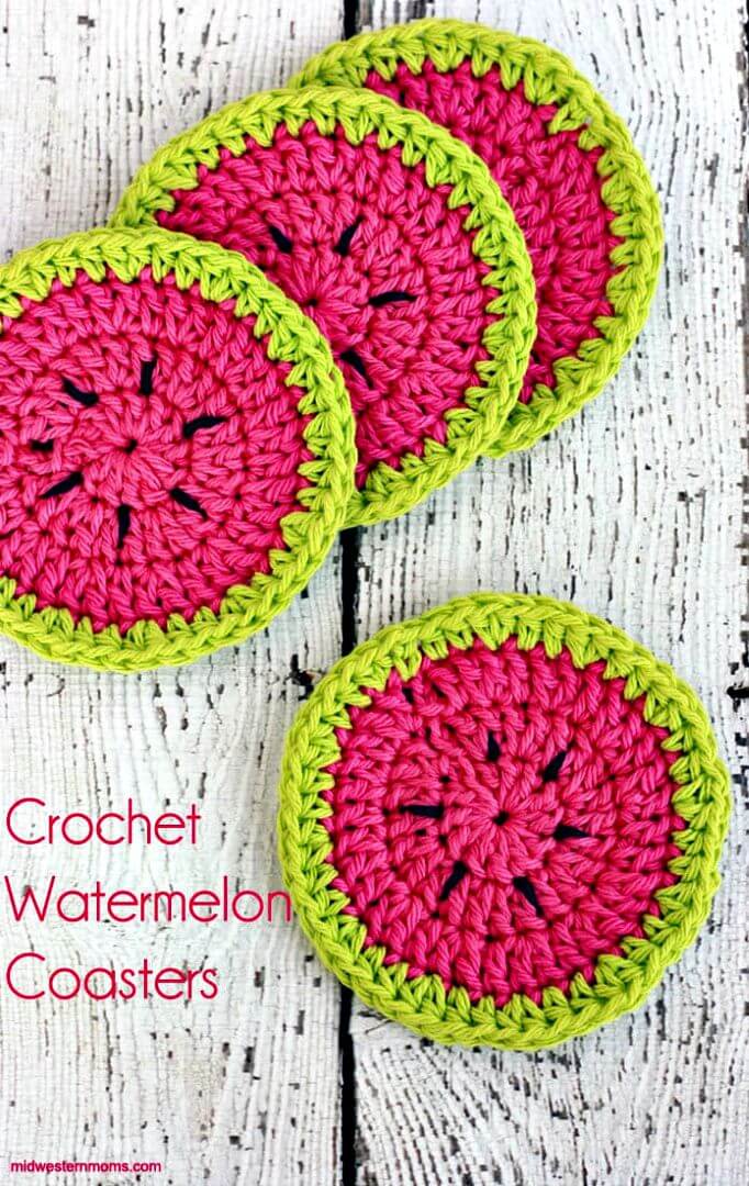 Easy Crochet Watermelon Coasters Pattern