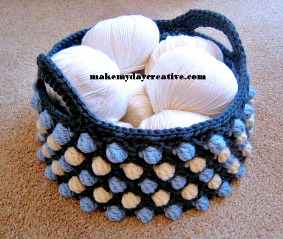 How to Crochet Bobble Storage Basket