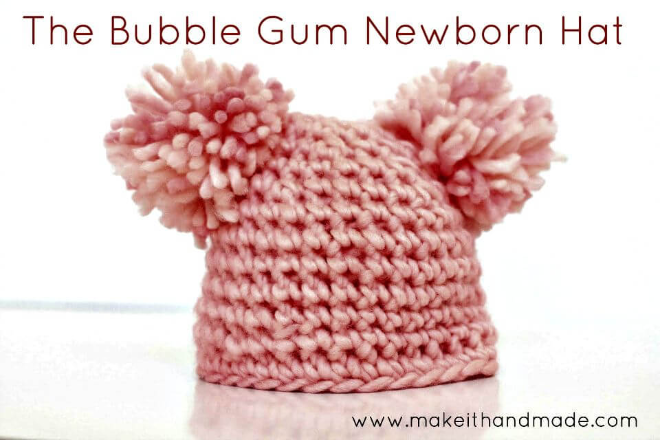 Crochet Bubble Gum Newborn Hat Pattern