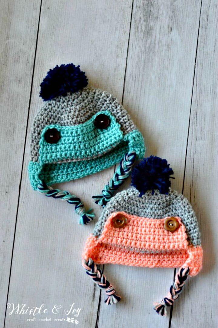 Crochet Button Trapper Hat - Free Pattern