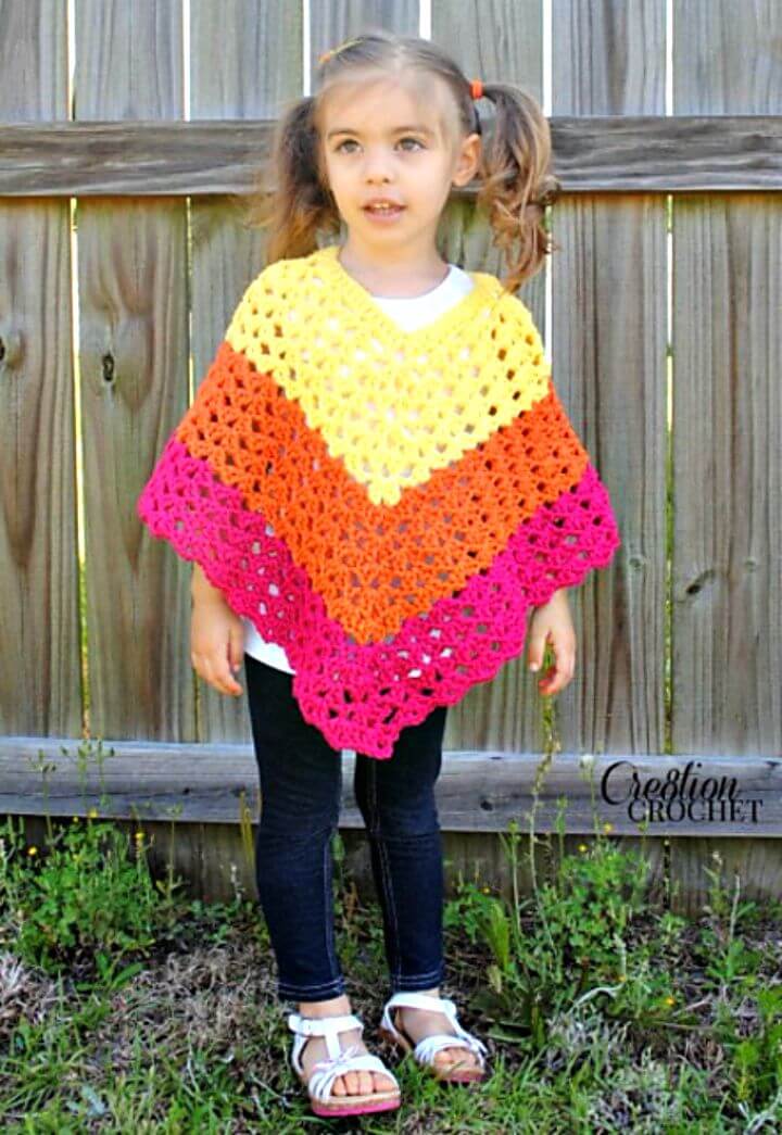Free Crochet Children's Shell Poncho Pattern