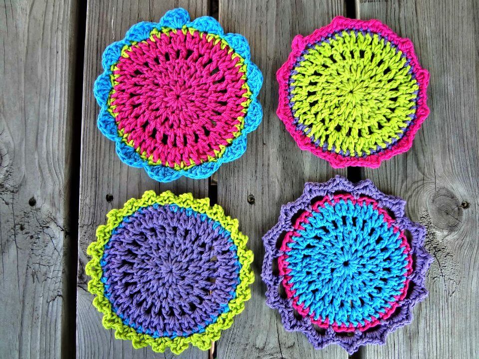 Colorful Crochet Circular Coasters - Free Pattern