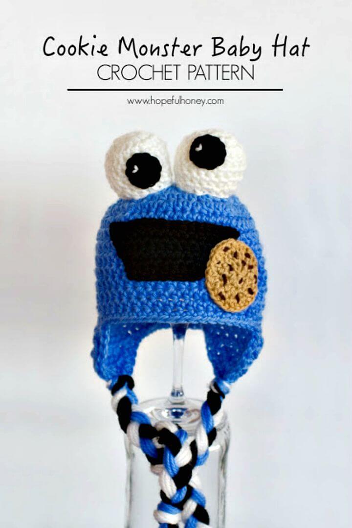 Free Crochet Cookie Monster Inspired Baby Hat Pattern