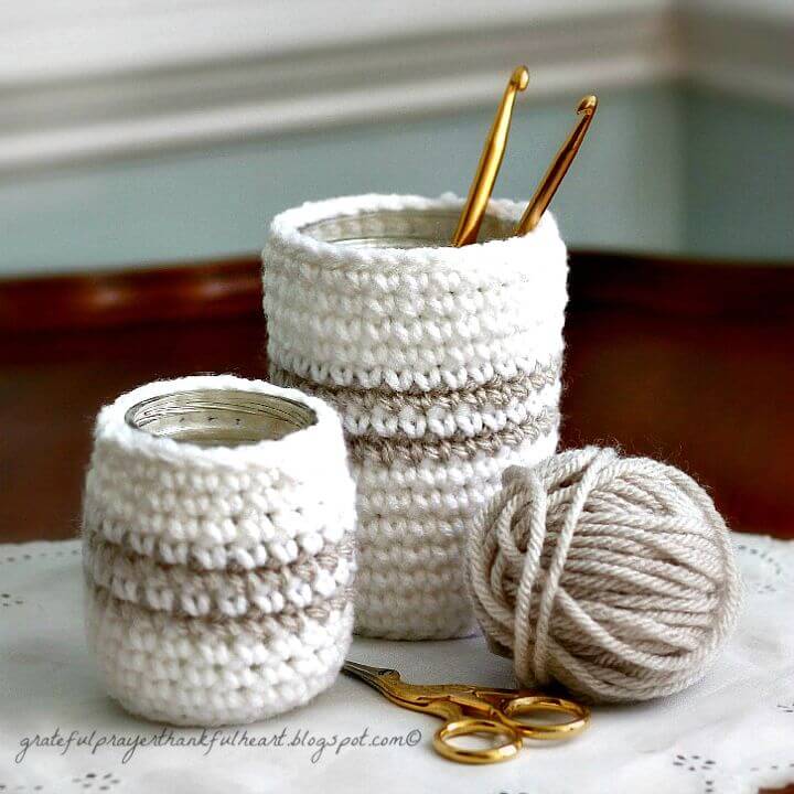 Adorable Crochet Cozy For Jars Pattern
