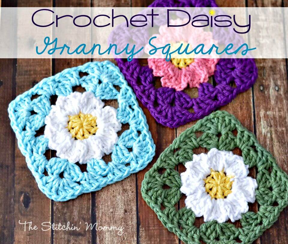 Crochet Daisy Granny Squares Coasters