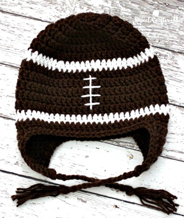 Free Crochet Football Earflap Baby Hat Pattern
