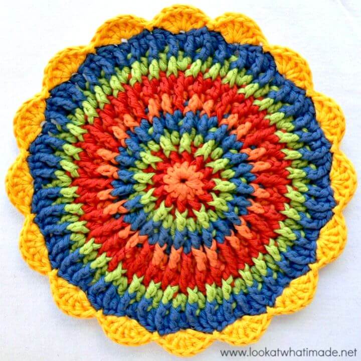 Free Crochet Front Post Frenzy Potholder Mandala Pattern
