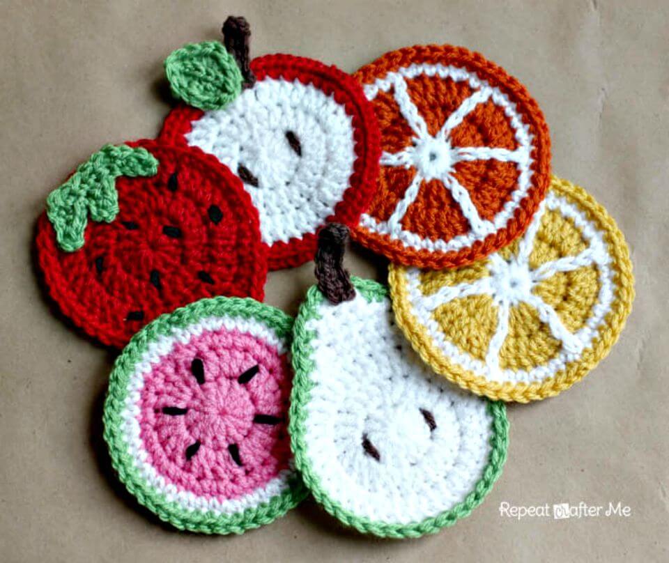 Crochet Fruit Coasters - Free Pattern