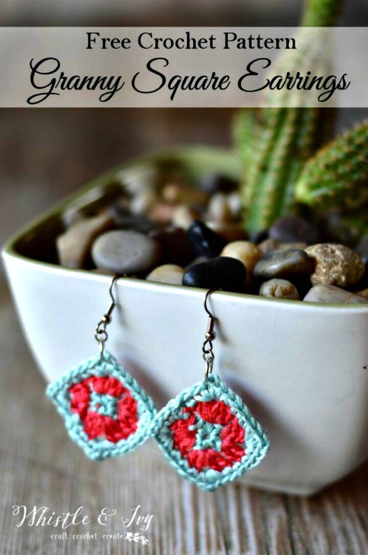 Free Crochet Granny Square Earrings Pattern