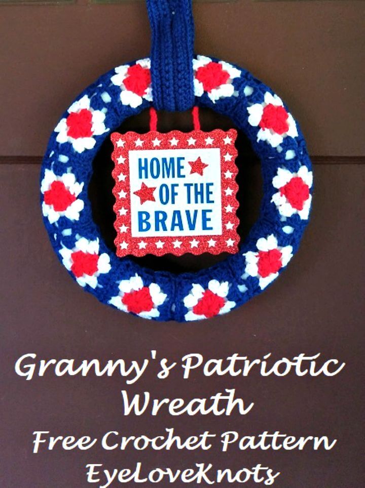 Easy Crochet Granny’s Patriotic Wreath Pattern