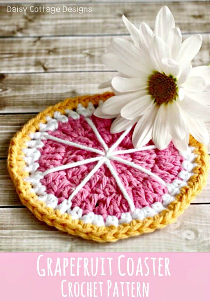 Free Crochet Grapefruit Coaster Pattern