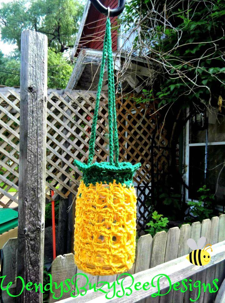 How to Crochet Hanger Mason Jar Pineapple Cover Pattern