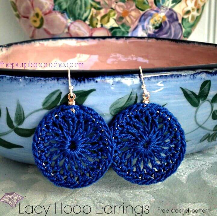 Quick Crochet Lacy Hoop Circle Earrings Pattern
