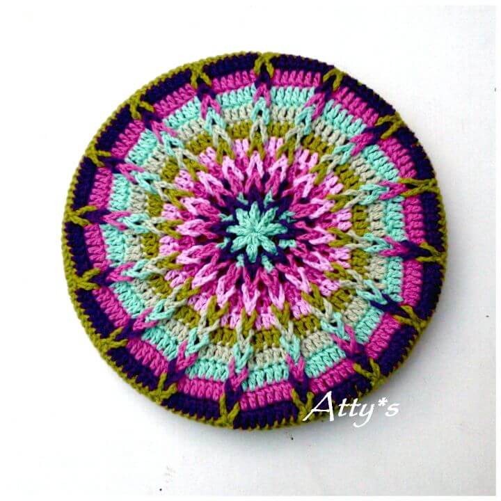 Free Crochet Mandala Pot Coaster Pattern