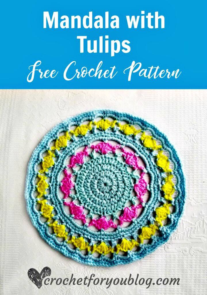 Free Crochet Mandala with Tulips Pattern