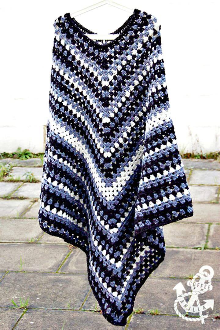 Free Crochet Men’s Classic Poncho Pattern