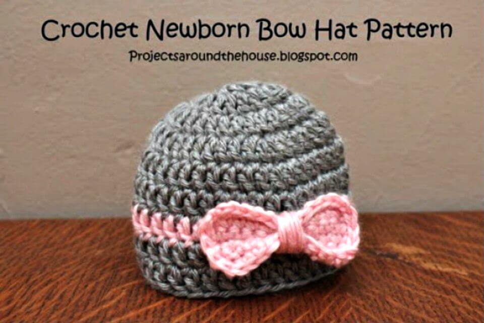 Cute Crochet Newborn Bow Hat Pattern