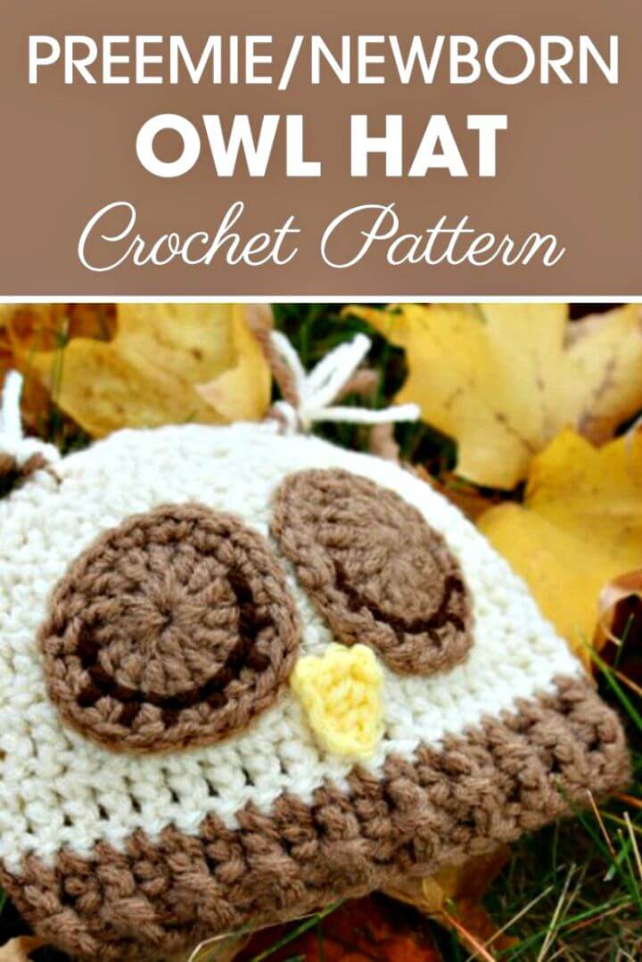Crochet Preemie Newborn Sleepy Owl Hat Pattern