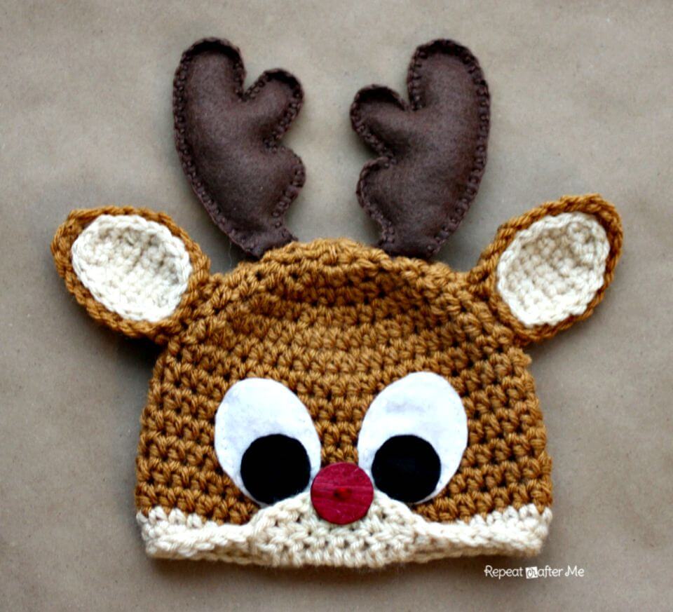 Adorable Crochet Rudolph The Reindeer Hat Pattern