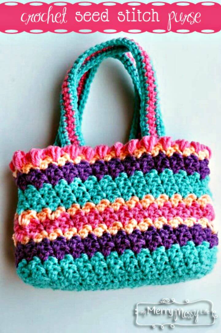 Colorful Crochet Seed Stitch Purse Pattern