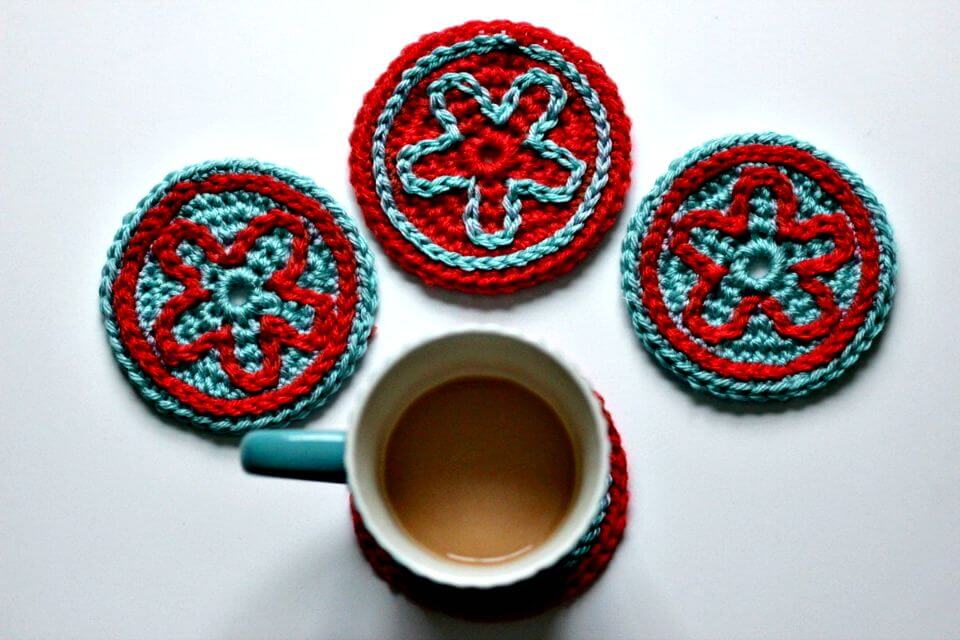 Easy Crochet Slip Stitch Embroidery Coasters Pattern