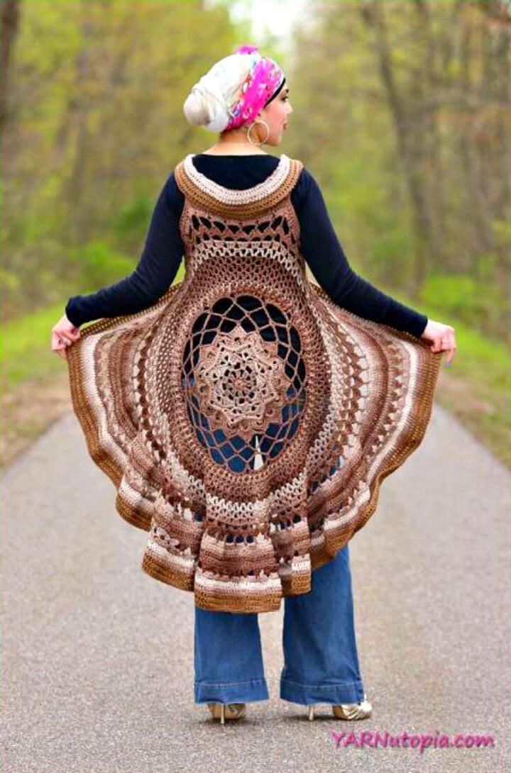 Free Crochet Spring Sun Mandala Vest Pattern