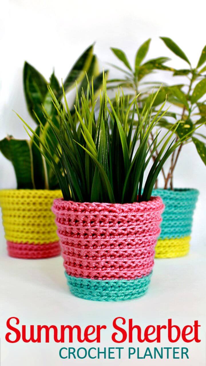 How to Crochet Summer Sherbet Planter