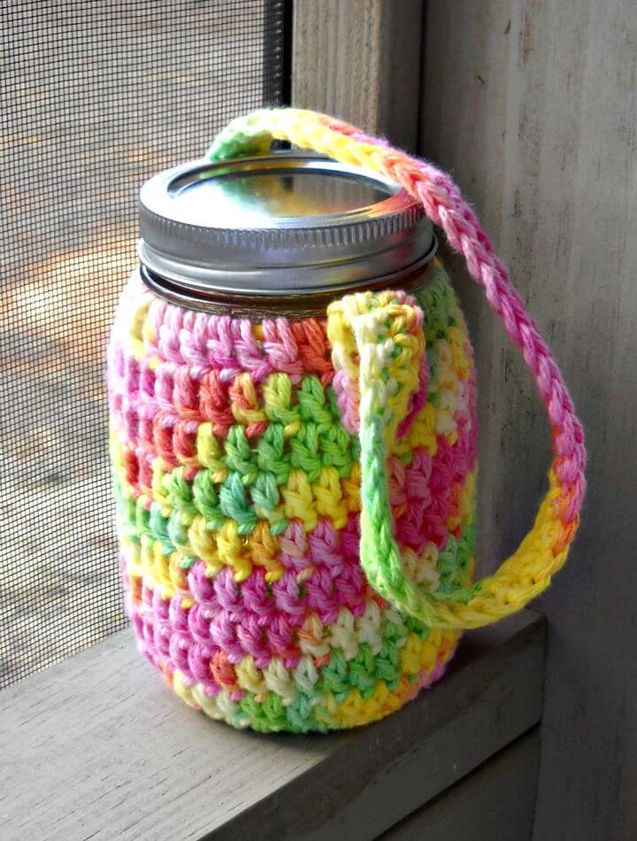 Colorful Crochet Water Jar Cozy Pattern