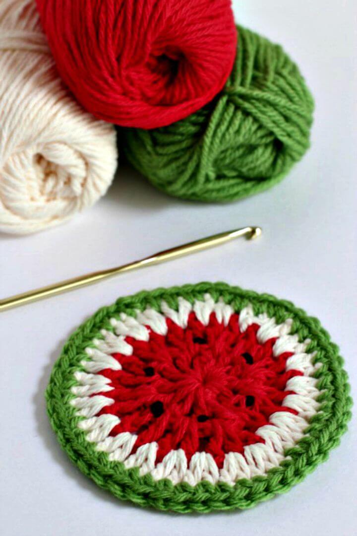Free Crochet Watermelon Coasters Pattern