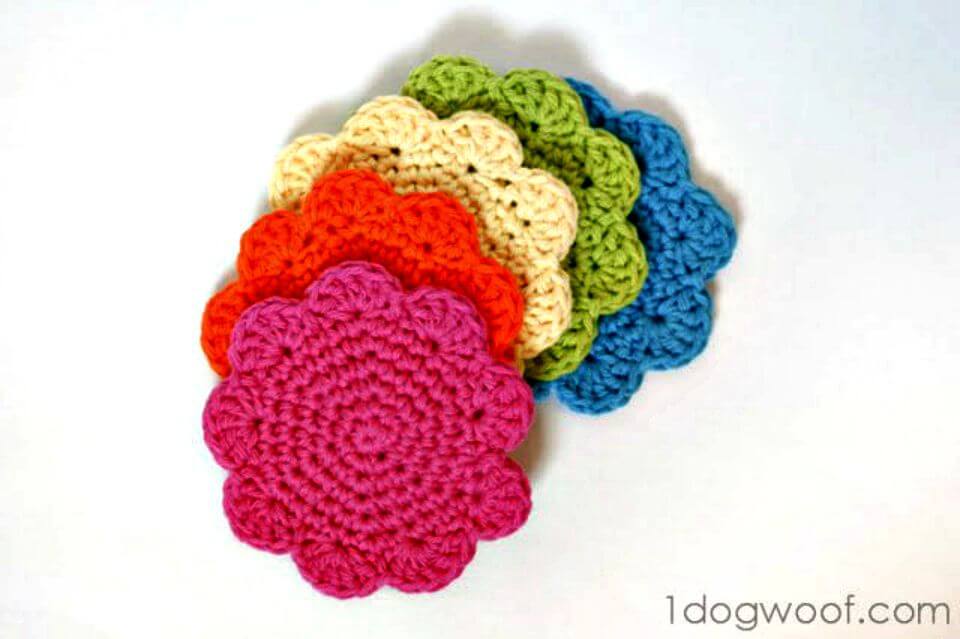 Free Crochet Flower Coasters Pattern