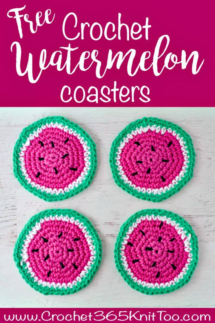 Colorful  Crochet Watermelon Coasters Pattern