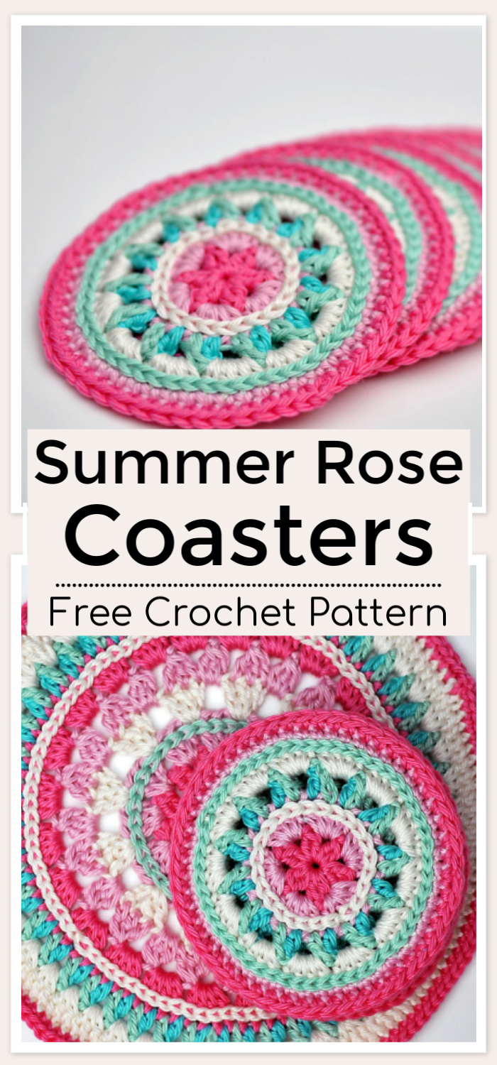 Crochet Summer Rose Coasters Free Pattern