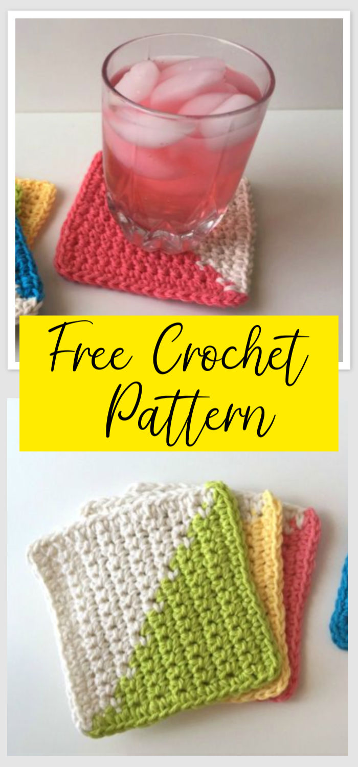 Crochet Triangle Geometric Coasters Free Pattern