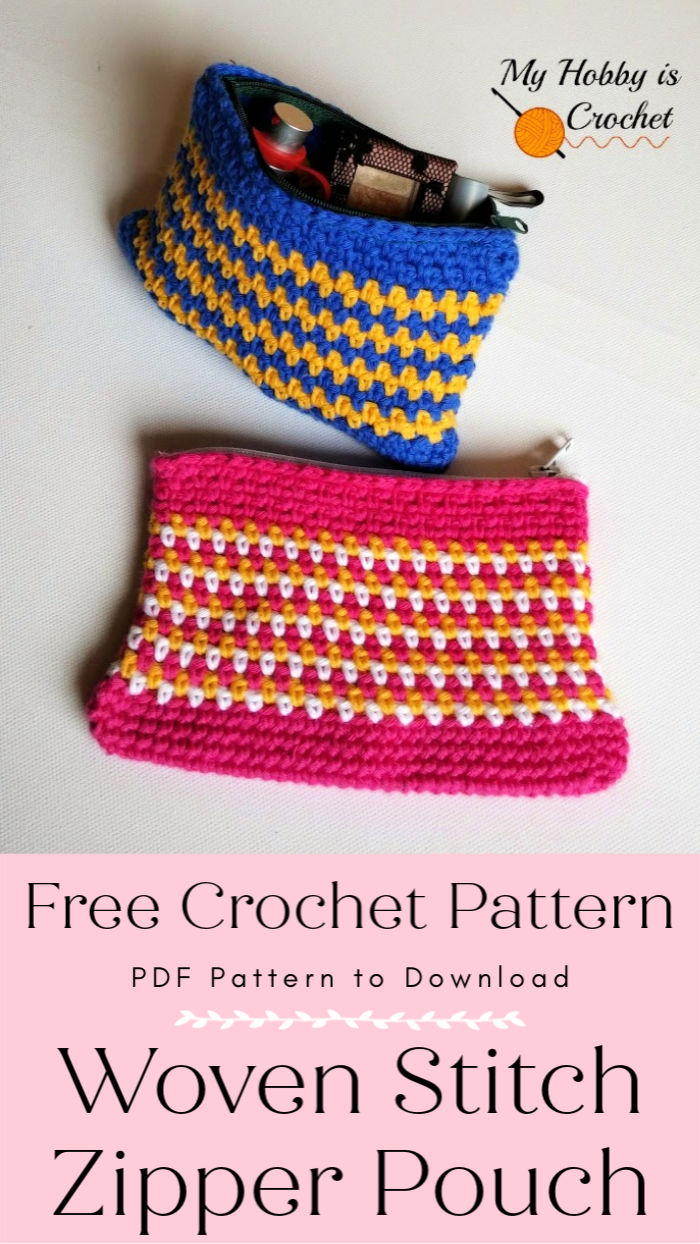 Crochet Woven Stitch Zipper Pouch Free Pattern