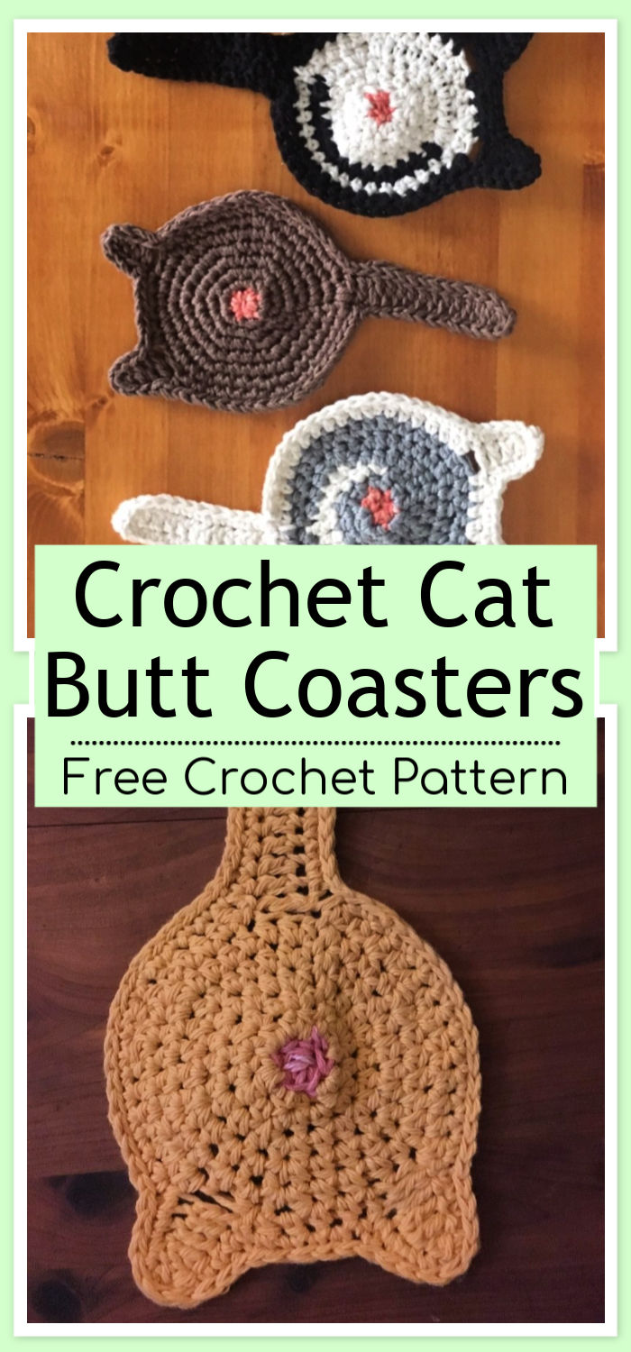 Free Crochet Cat Butt Coasters Patterns