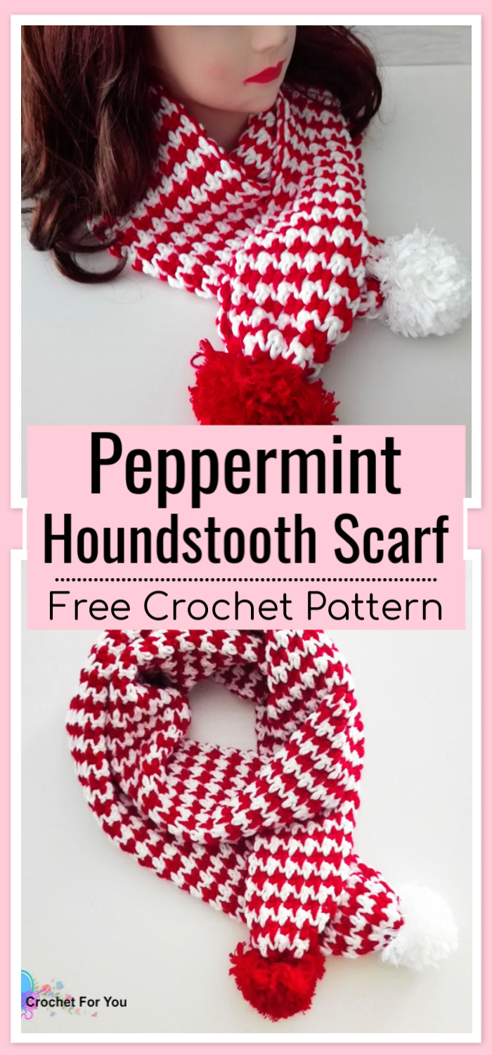Free Crochet Peppermint Houndstooth Scarf Pattern
