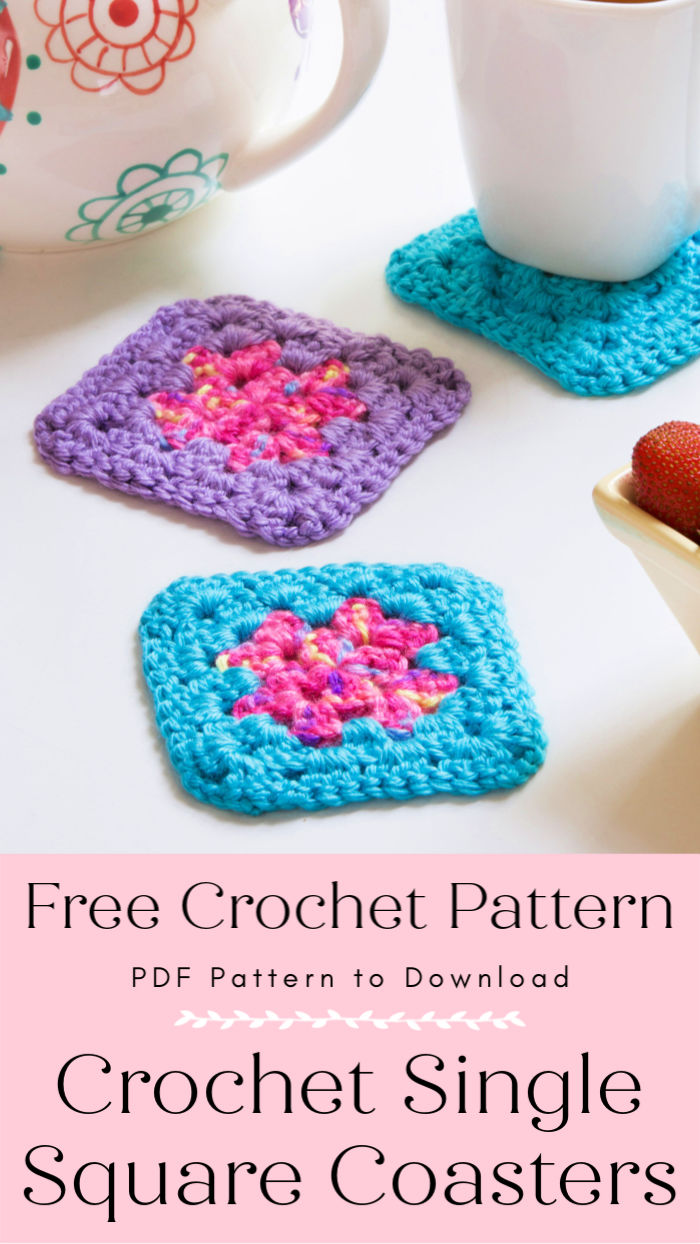 Free Crochet Single Square Coasters Pattern