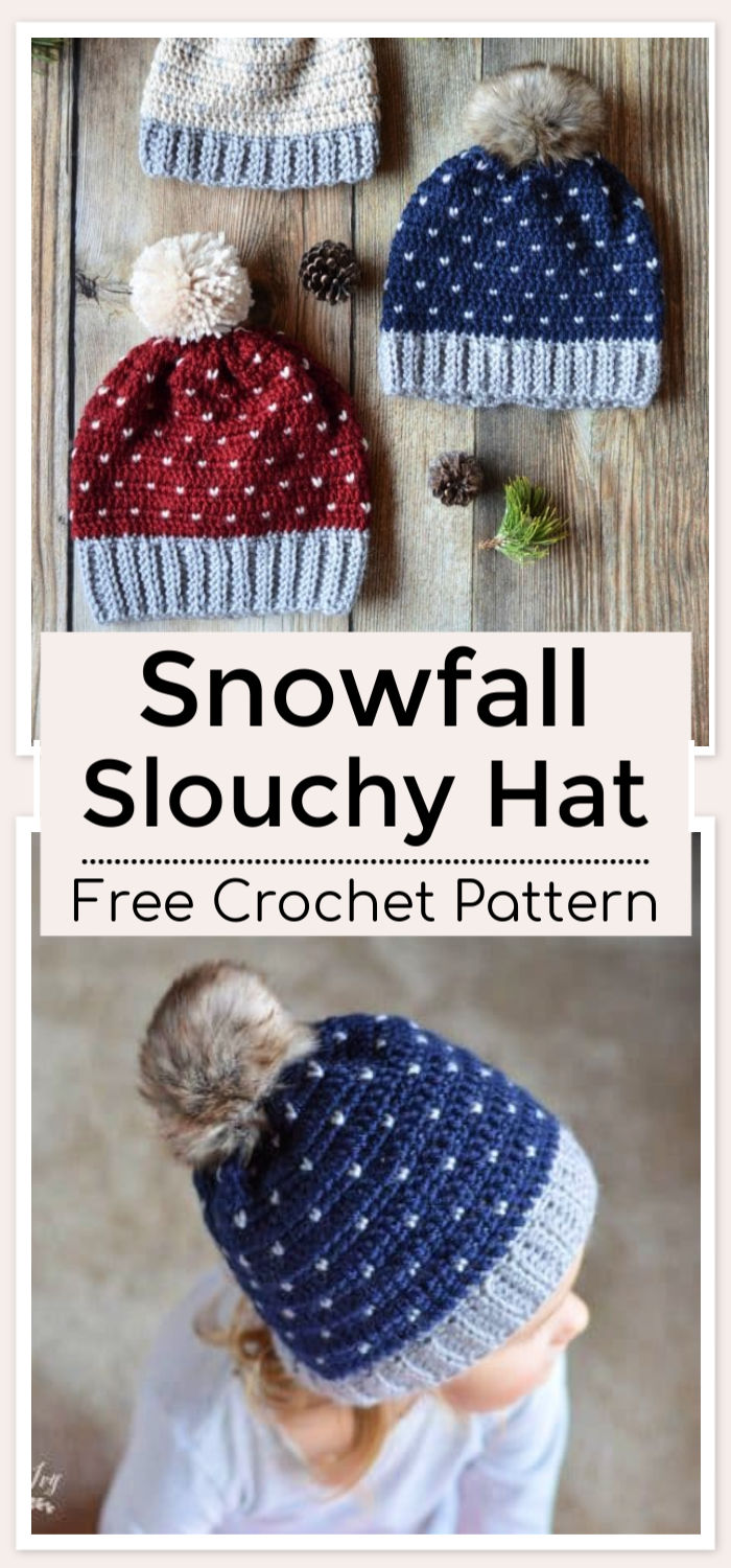 Free Crochet Snowfall Slouchy Hat Pattern