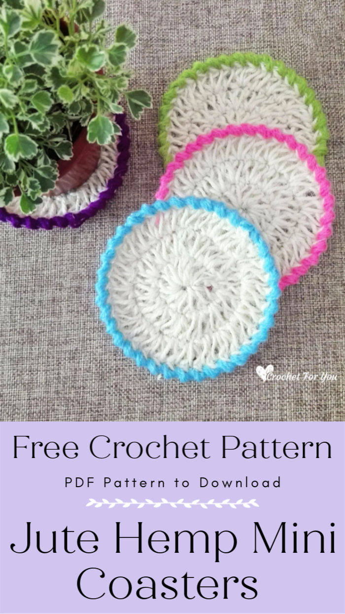 How to Crochet Jute Hemp Coasters Free Pattern