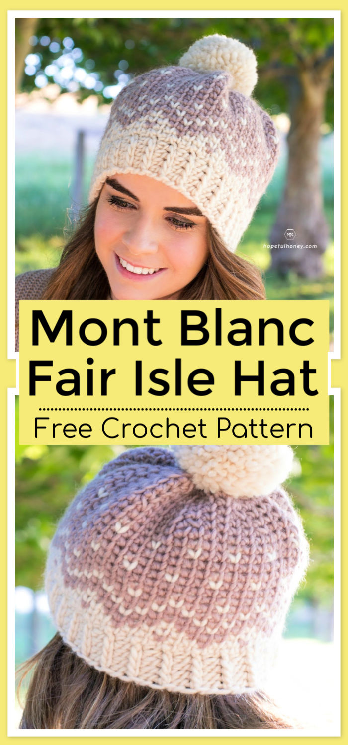 How to Crochet Mont Blanc Fair Isle Hat Free Pattern