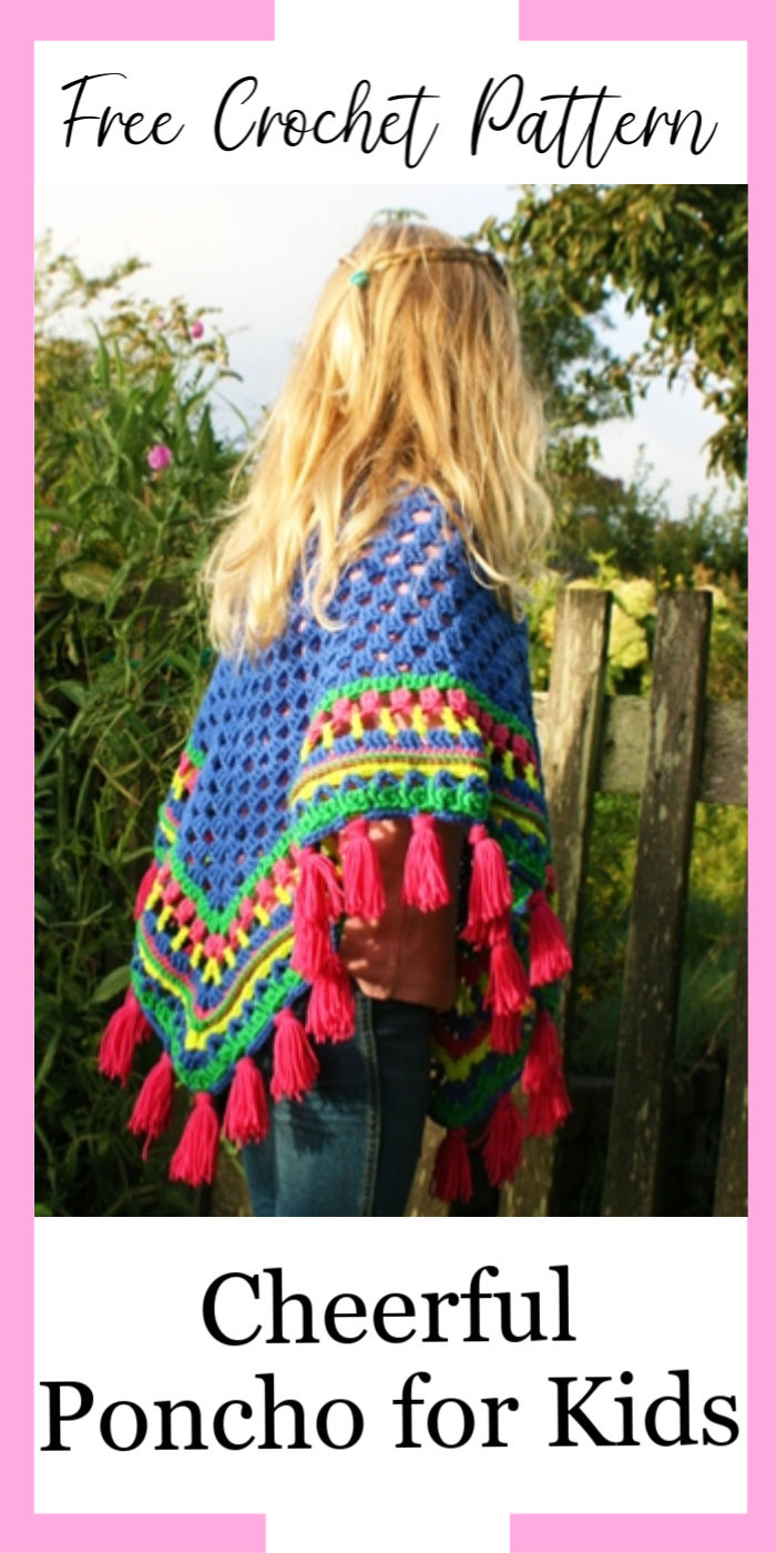 Crochet Cheerful Poncho for Kids Free Pattern