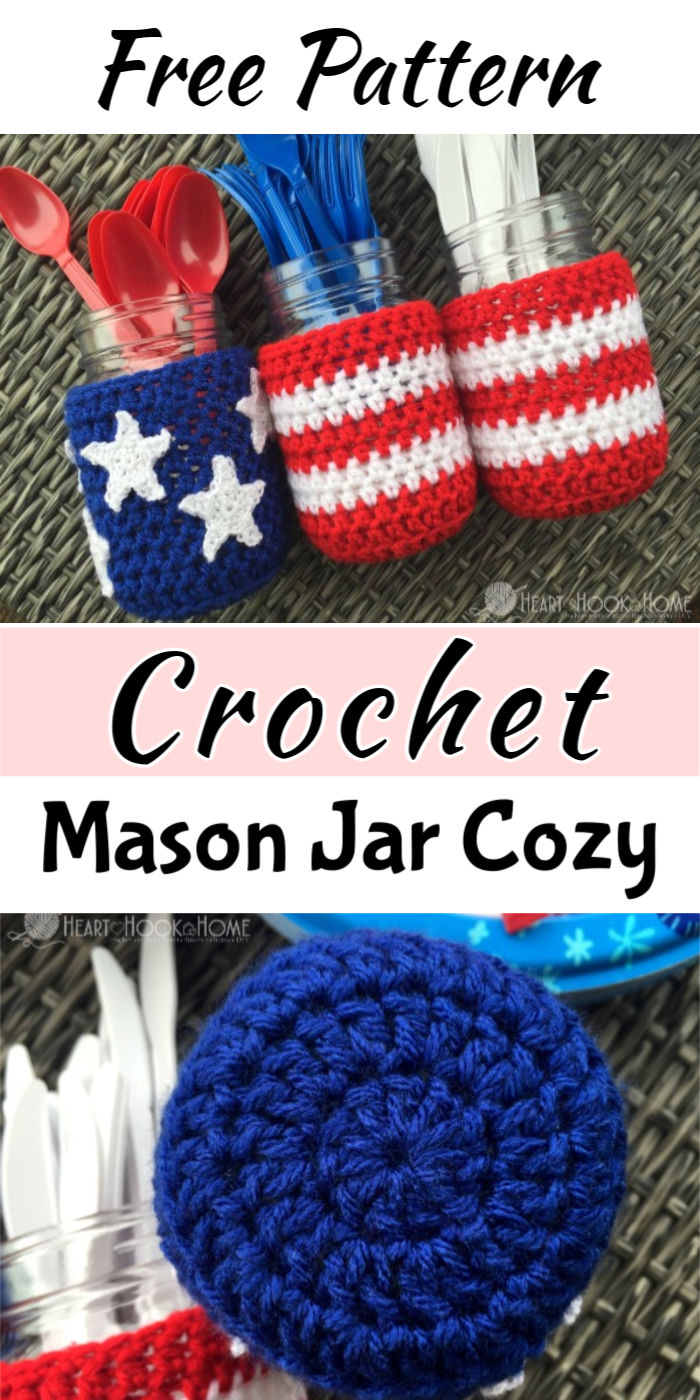 How to Crochet Patriotic Mason Jar Covers Free Pattern
