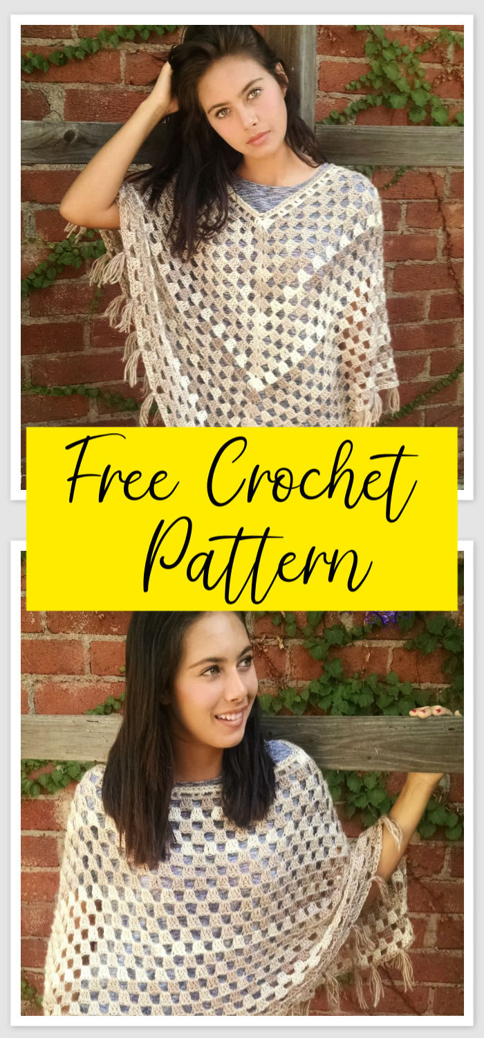 How to Crochet Timeless Boho Poncho Free Pattern